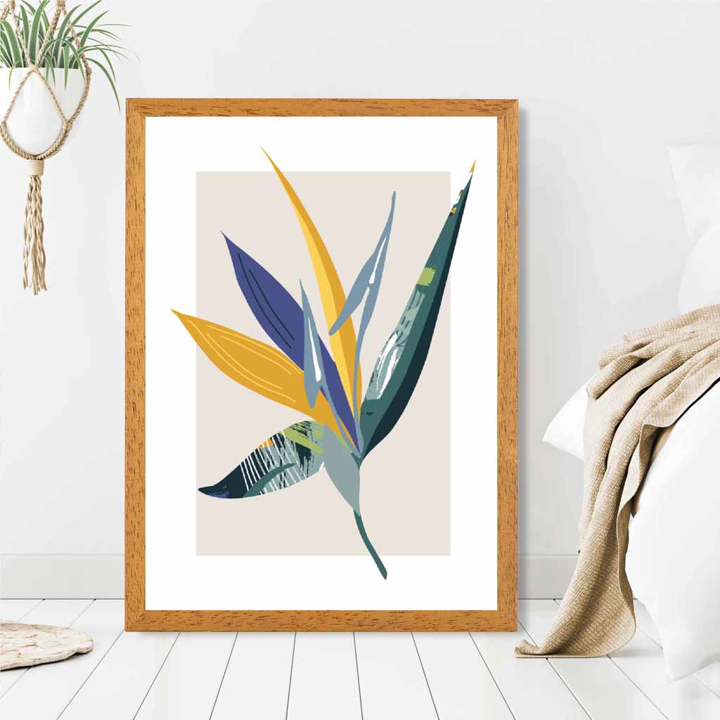 Boho Botanical Teal, Purple Floral Leaf No 2 Art Print | Wall Art Plaza