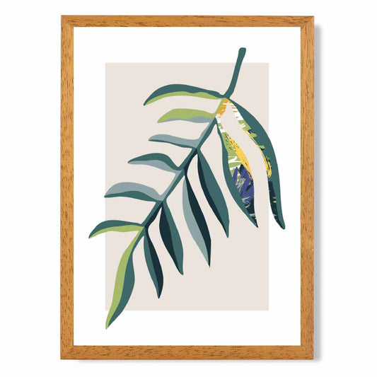 Boho Botanical Teal, Purple Floral Leaf No 3 Art Print | Wall Art Plaza