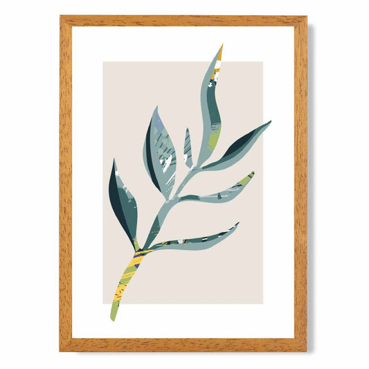 Boho Botanical Teal, Purple Floral Leaf No 4 Art Print | Wall Art Plaza