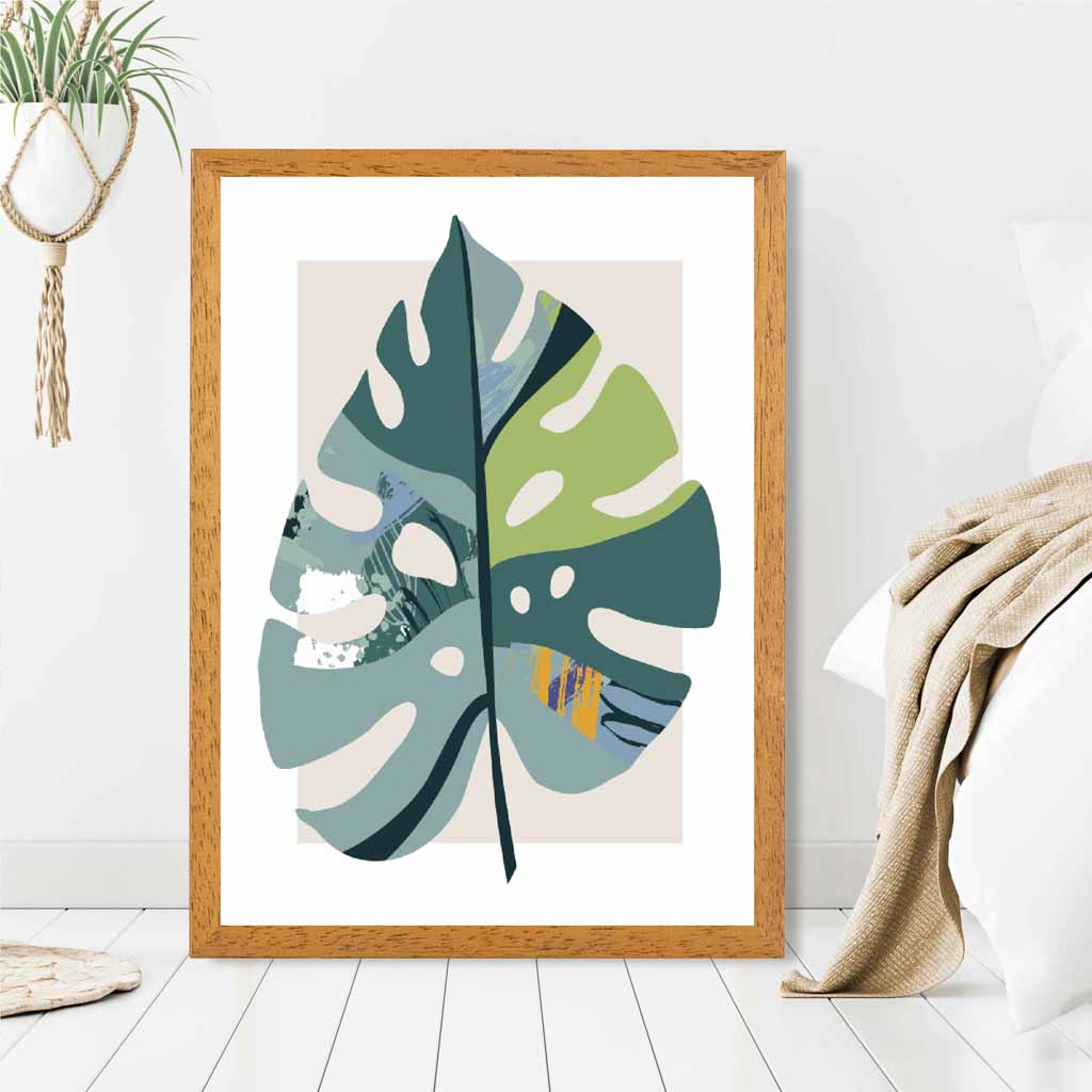 Boho Botanical Teal, Purple Floral Leaf No 5 Art Print | Wall Art Plaza