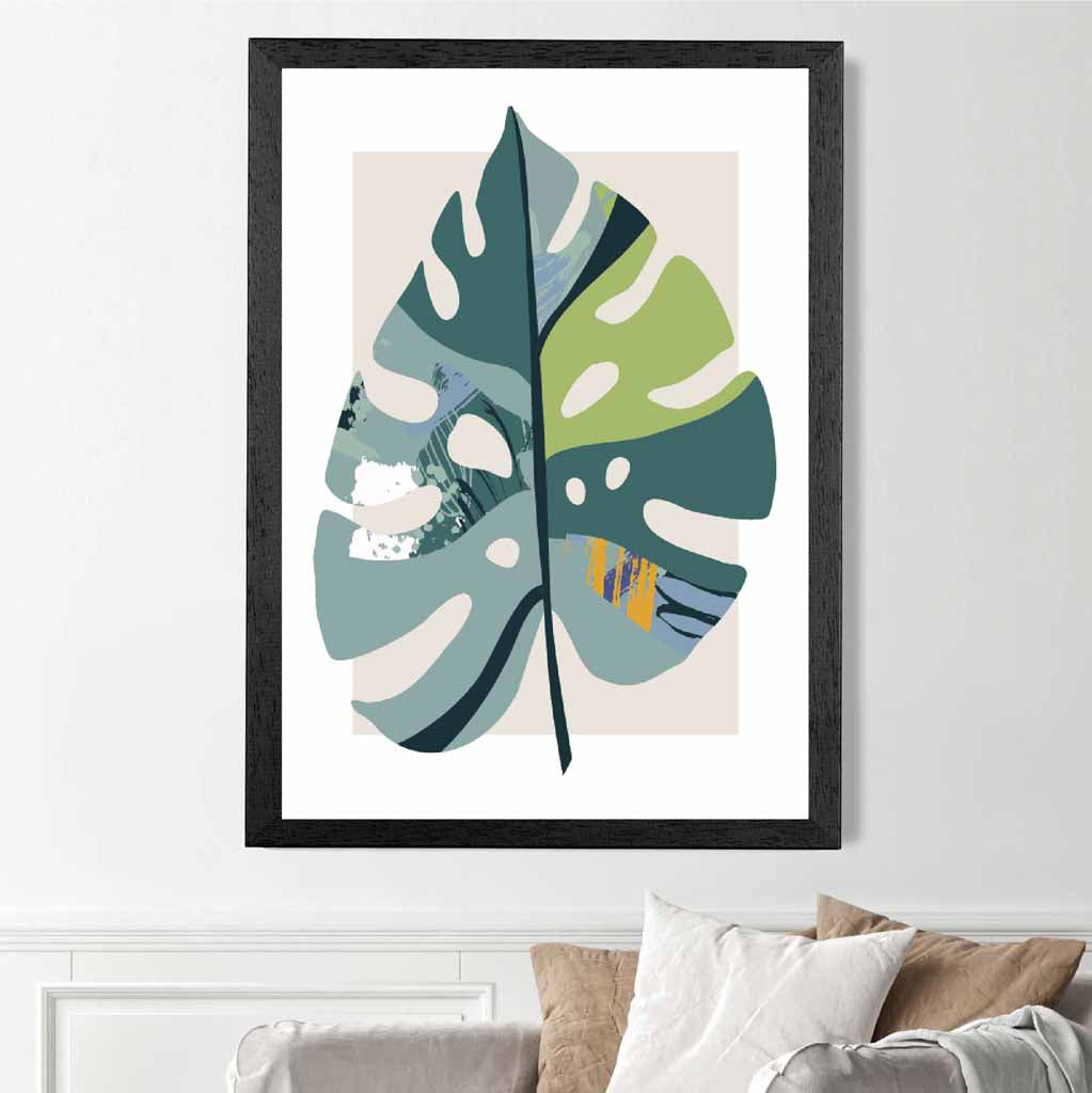 Boho Botanical Teal, Purple Floral Leaf No 5 Art Print | Wall Art Plaza