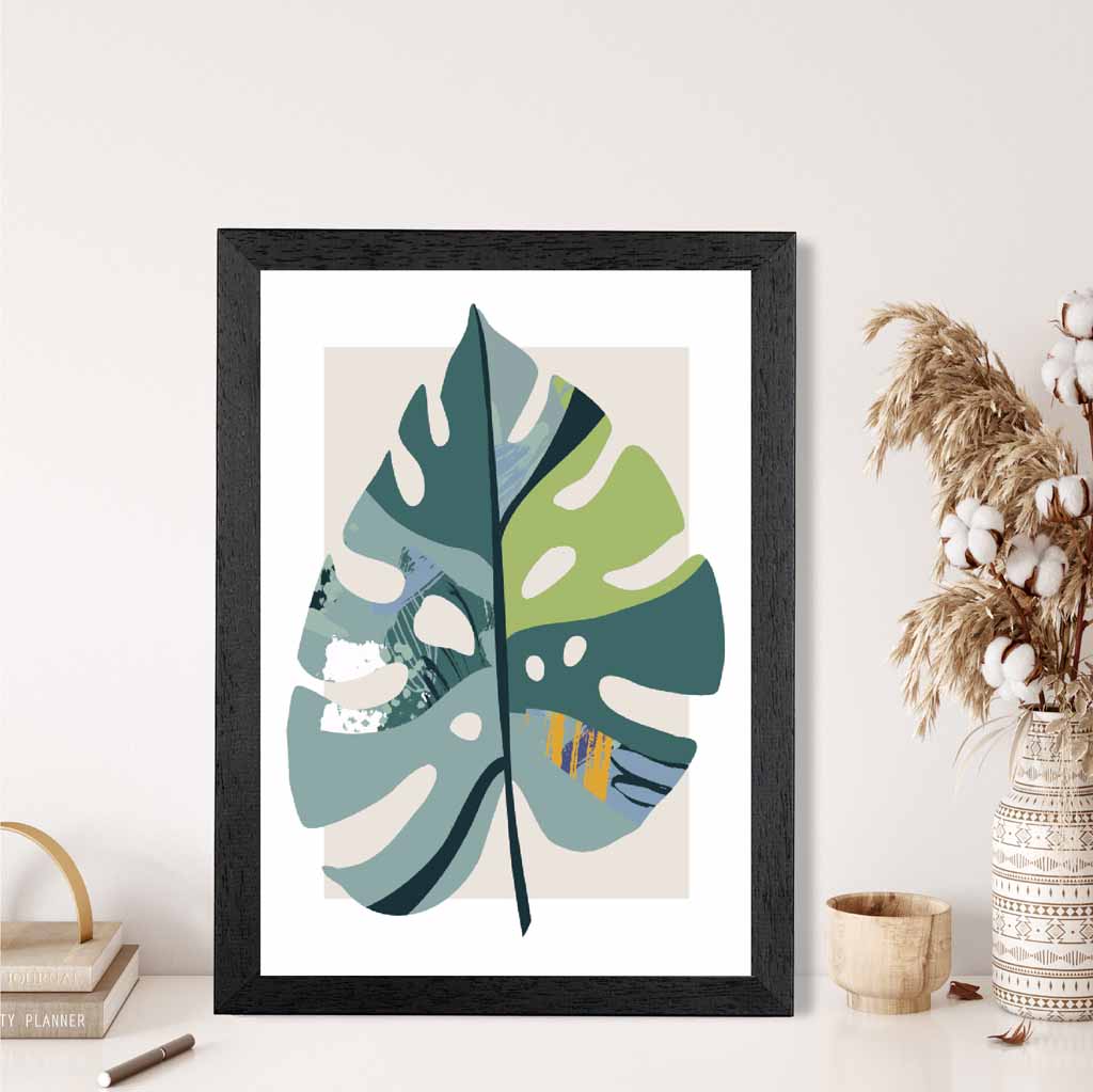 Boho Botanical Teal, Purple Floral Leaf No 5 Art Print | Wall Art Plaza