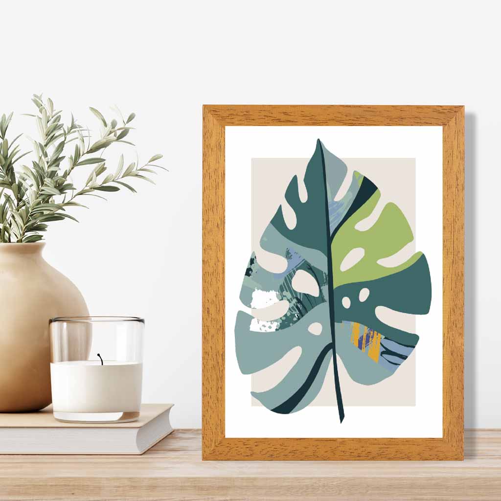 Boho Botanical Teal, Purple Floral Leaf No 5 Art Print | Wall Art Plaza