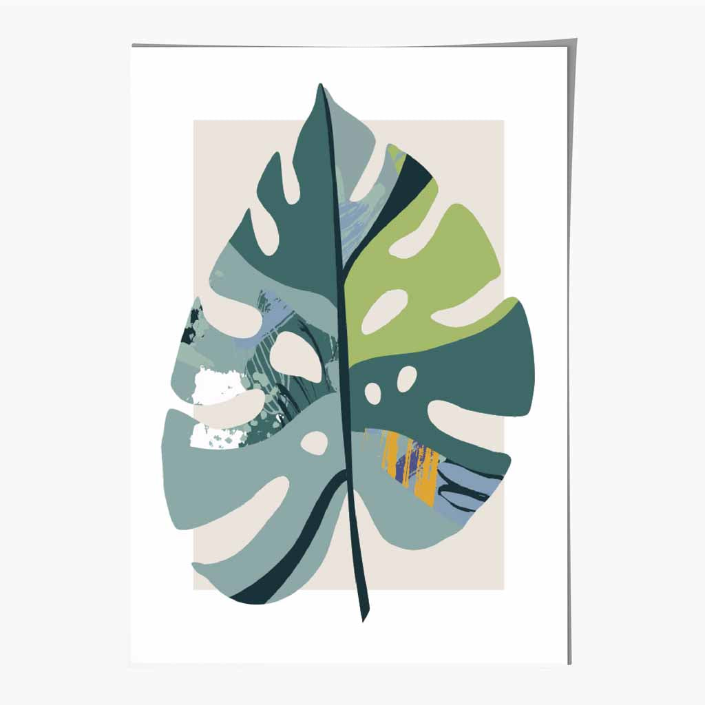 Boho Botanical Teal, Purple Floral Leaf No 5 Art Print | Wall Art Plaza