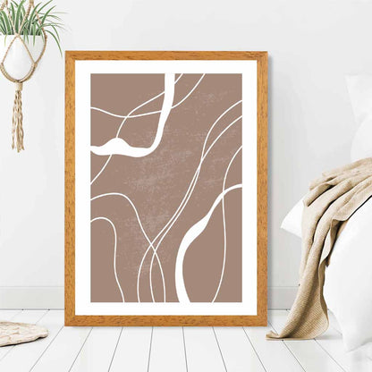 Abstract Brown, White Lines No 1 Art Print | Wall Art Plaza