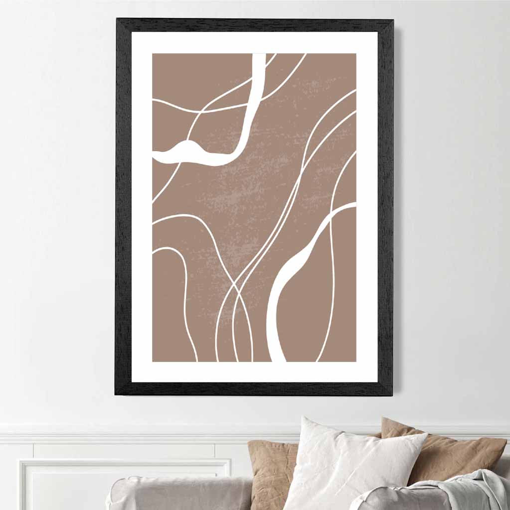 Abstract Brown, White Lines No 1 Art Print | Wall Art Plaza