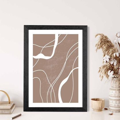 Abstract Brown, White Lines No 1 Art Print | Wall Art Plaza