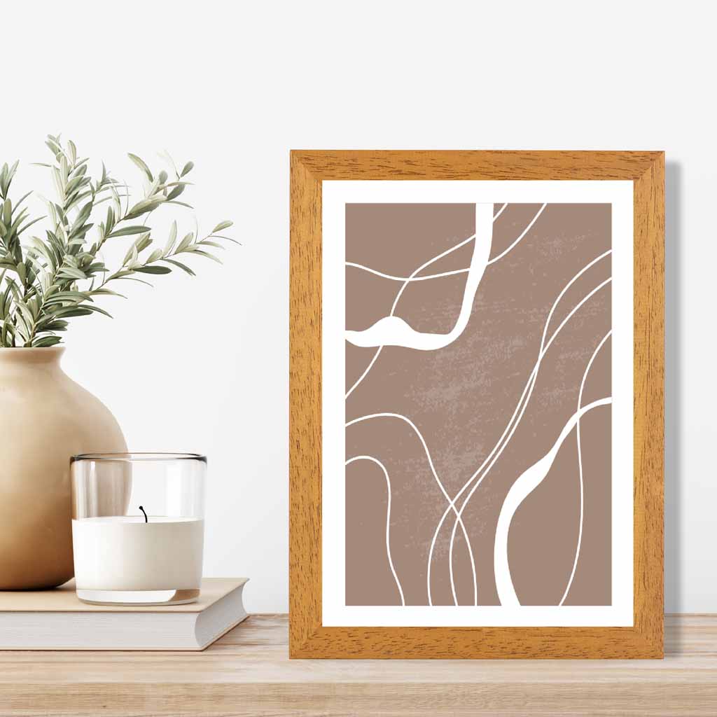 Abstract Brown, White Lines No 1 Art Print | Wall Art Plaza