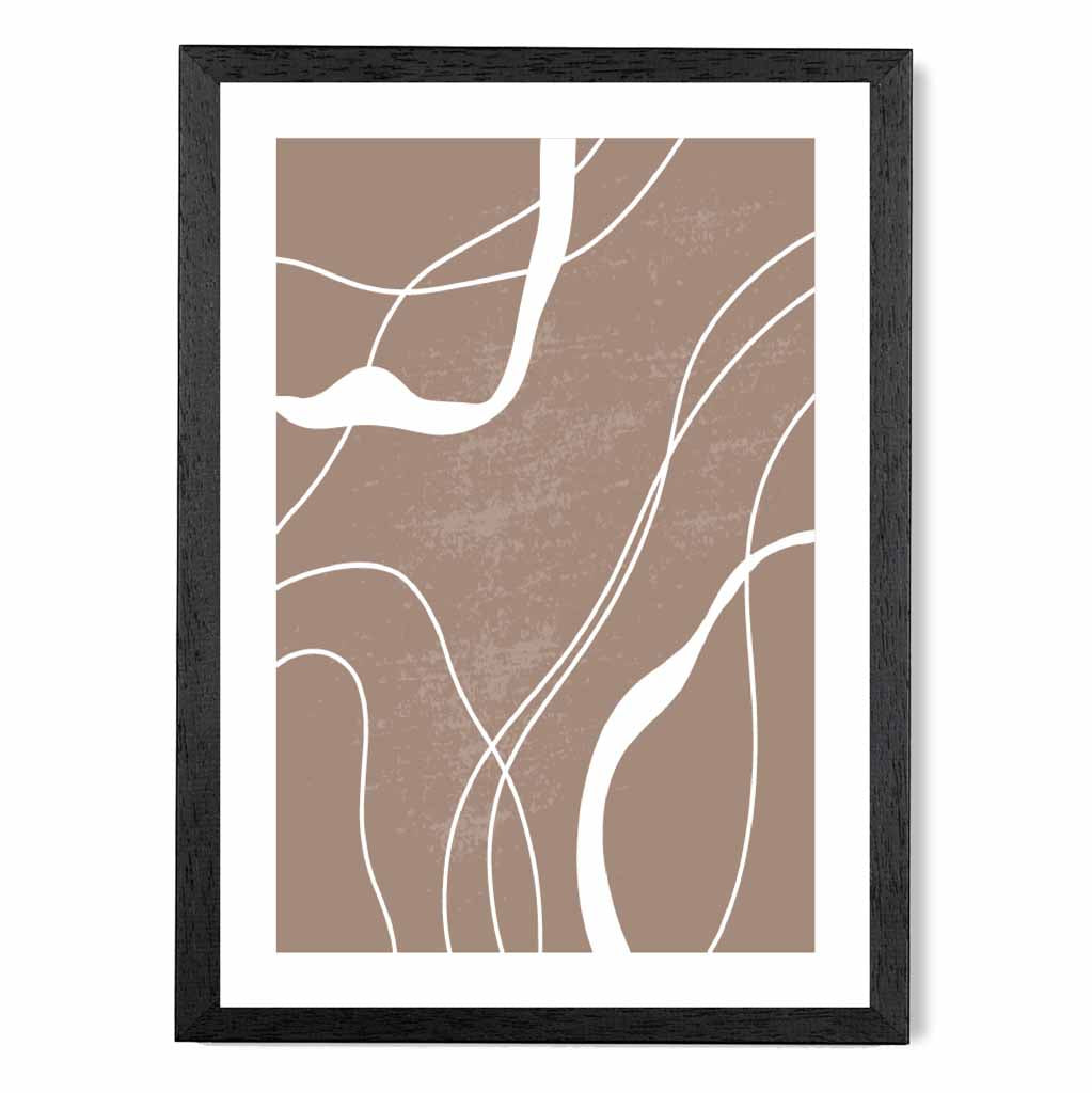 Abstract Brown, White Lines No 1 Art Print | Wall Art Plaza