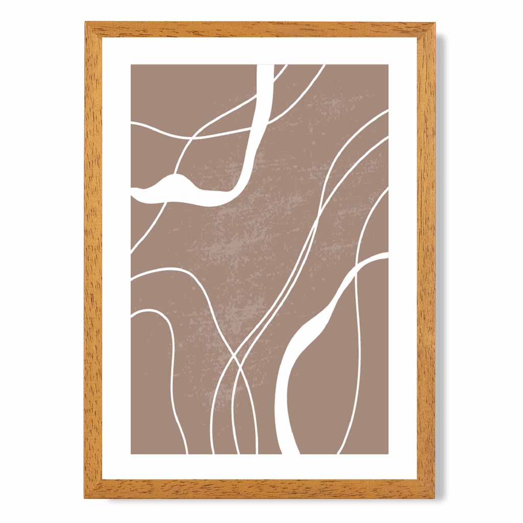 Abstract Brown, White Lines No 1 Art Print | Wall Art Plaza