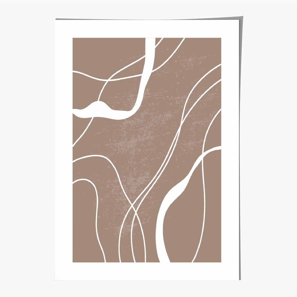 Abstract Brown, White Lines No 1 Art Print | Wall Art Plaza