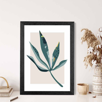 Boho Botanical Teal, Purple Floral Leaf No 6 Art Print | Wall Art Plaza