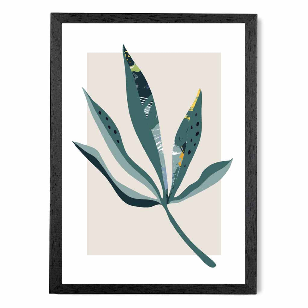 Boho Botanical Teal, Purple Floral Leaf No 6 Art Print | Wall Art Plaza