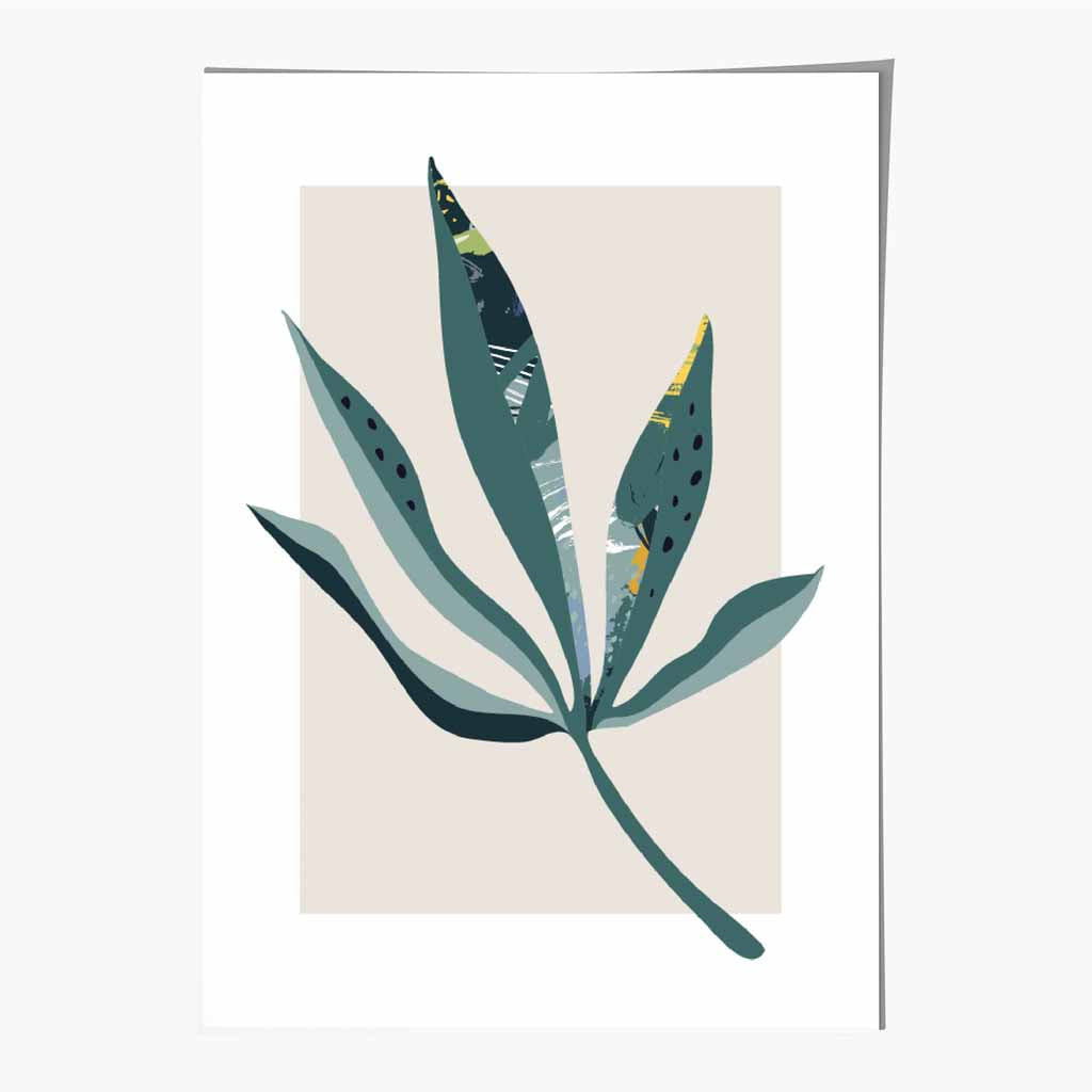 Boho Botanical Teal, Purple Floral Leaf No 6 Art Print | Wall Art Plaza