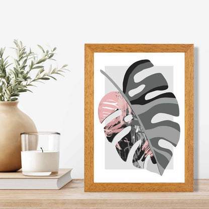 Boho Botanical Grey, Pink Floral Leaf No 1 Art Print | Wall Art Plaza