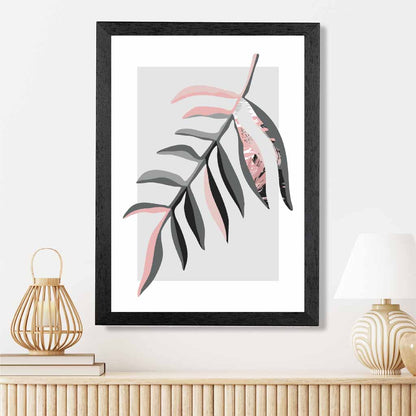 Boho Botanical Grey, Pink Floral Leaf No 3 Art Print | Wall Art Plaza