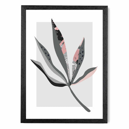 Boho Botanical Grey, Pink Floral Leaf No 6 Art Print | Wall Art Plaza