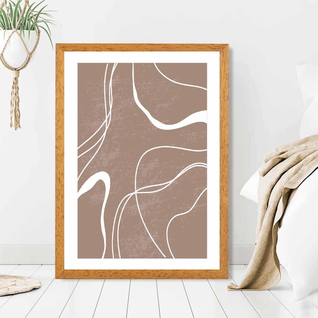 Abstract Brown, White Lines No 2 Art Print | Wall Art Plaza