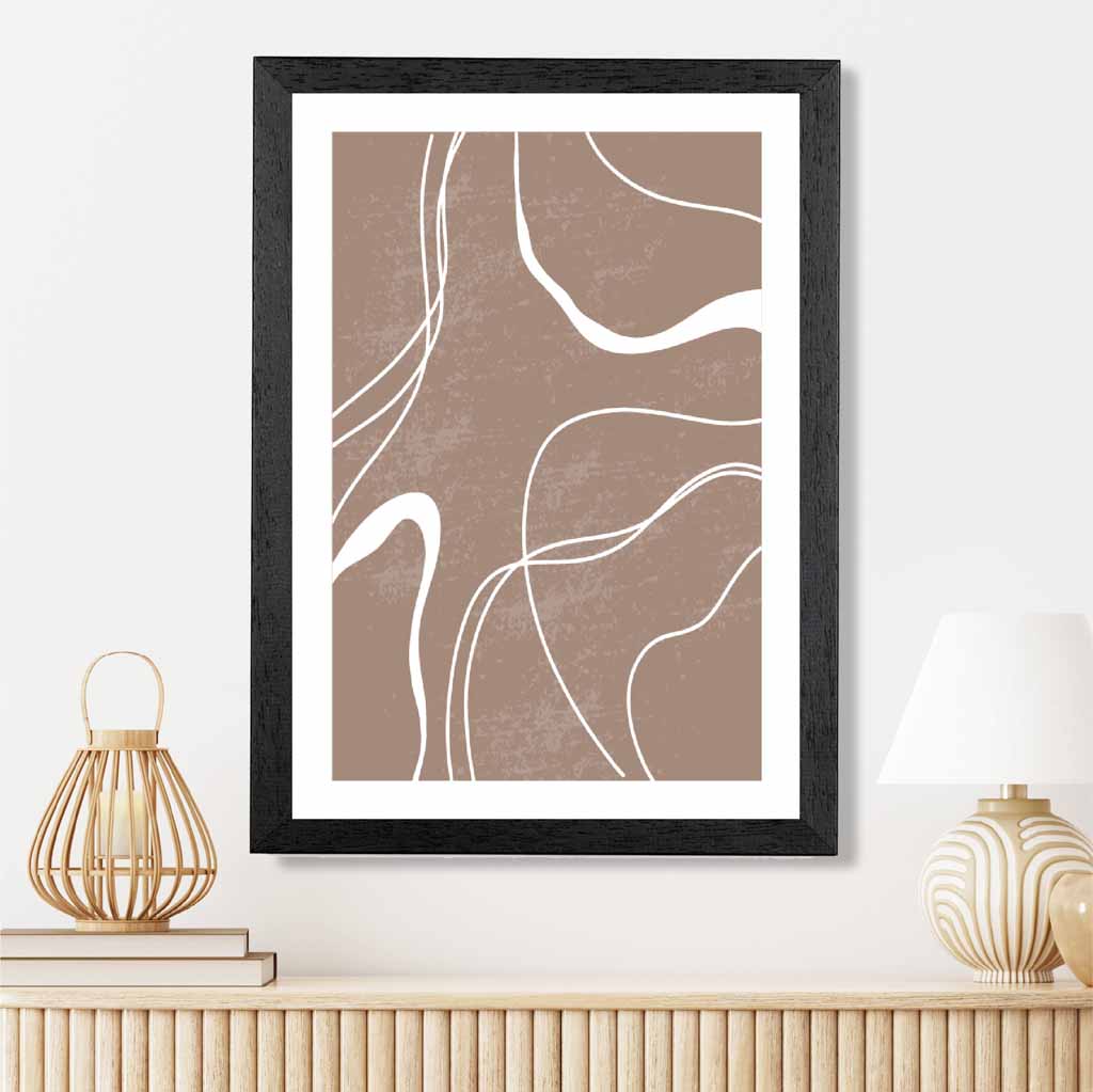 Abstract Brown, White Lines No 2 Art Print | Wall Art Plaza