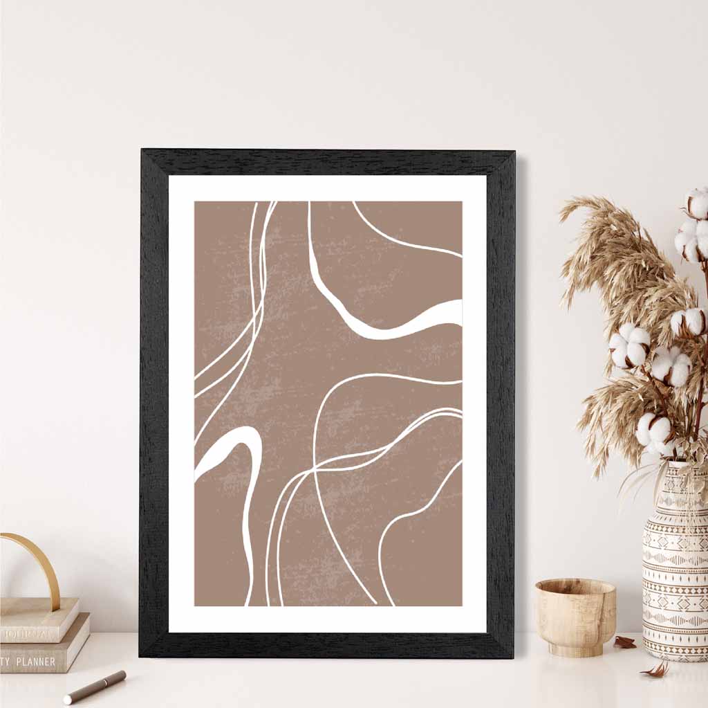 Abstract Brown, White Lines No 2 Art Print | Wall Art Plaza