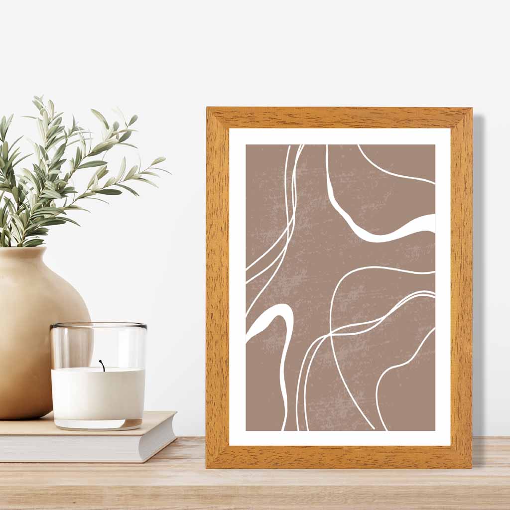 Abstract Brown, White Lines No 2 Art Print | Wall Art Plaza