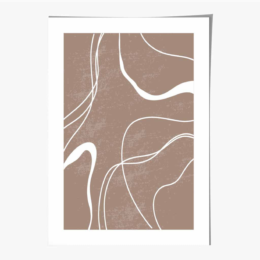 Abstract Brown, White Lines No 2 Art Print | Wall Art Plaza