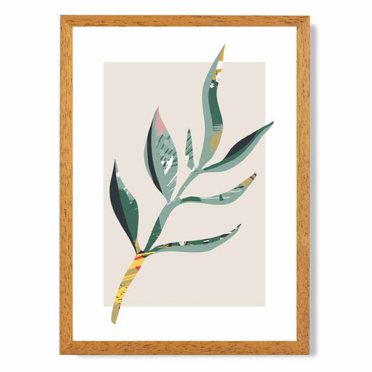 Boho Botanical Green, Red Floral Leaf No 4 Art Print | Wall Art Plaza