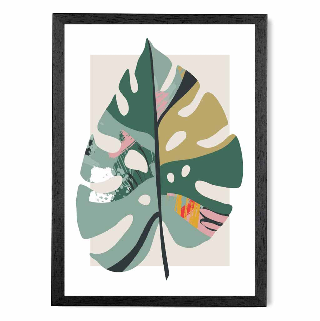 Boho Botanical Green, Red Floral Leaf No 5 Art Print | Wall Art Plaza