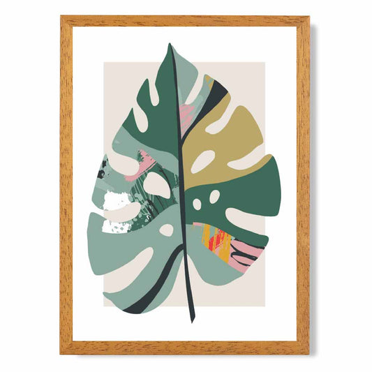 Boho Botanical Green, Red Floral Leaf No 5 Art Print | Wall Art Plaza