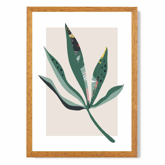 Boho Botanical Green, Red Floral Leaf No 6 Art Print | Wall Art Plaza