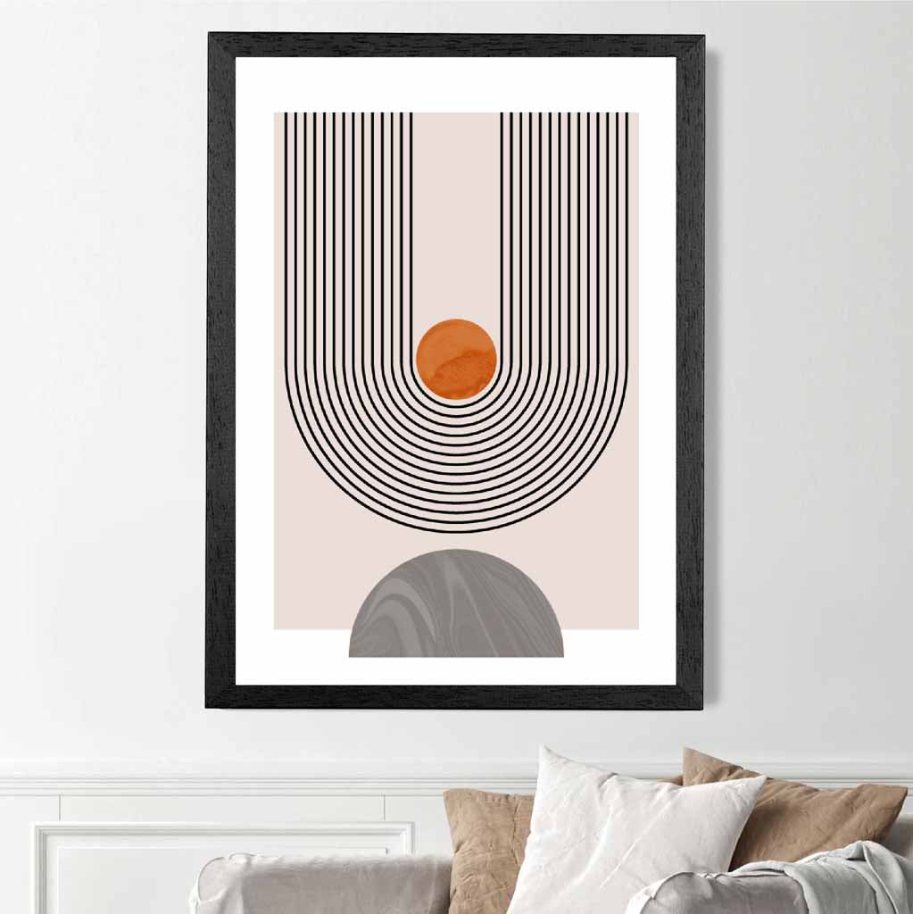 Boho Geometric Orange, Grey Arches No 3 Art Print | Wall Art Plaza