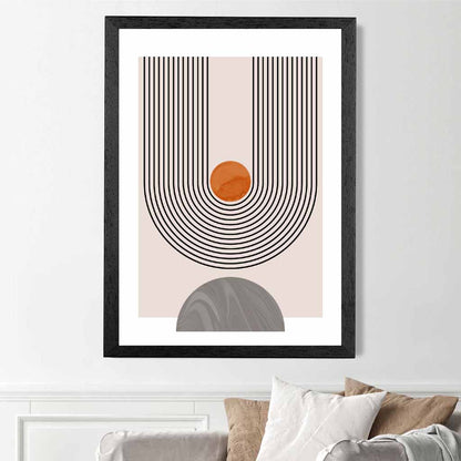 Boho Geometric Orange, Grey Arches No 3 Art Print | Wall Art Plaza
