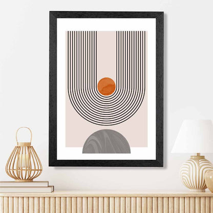 Boho Geometric Orange, Grey Arches No 3 Art Print | Wall Art Plaza