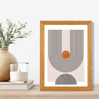Boho Geometric Orange, Grey Arches No 3 Art Print | Wall Art Plaza