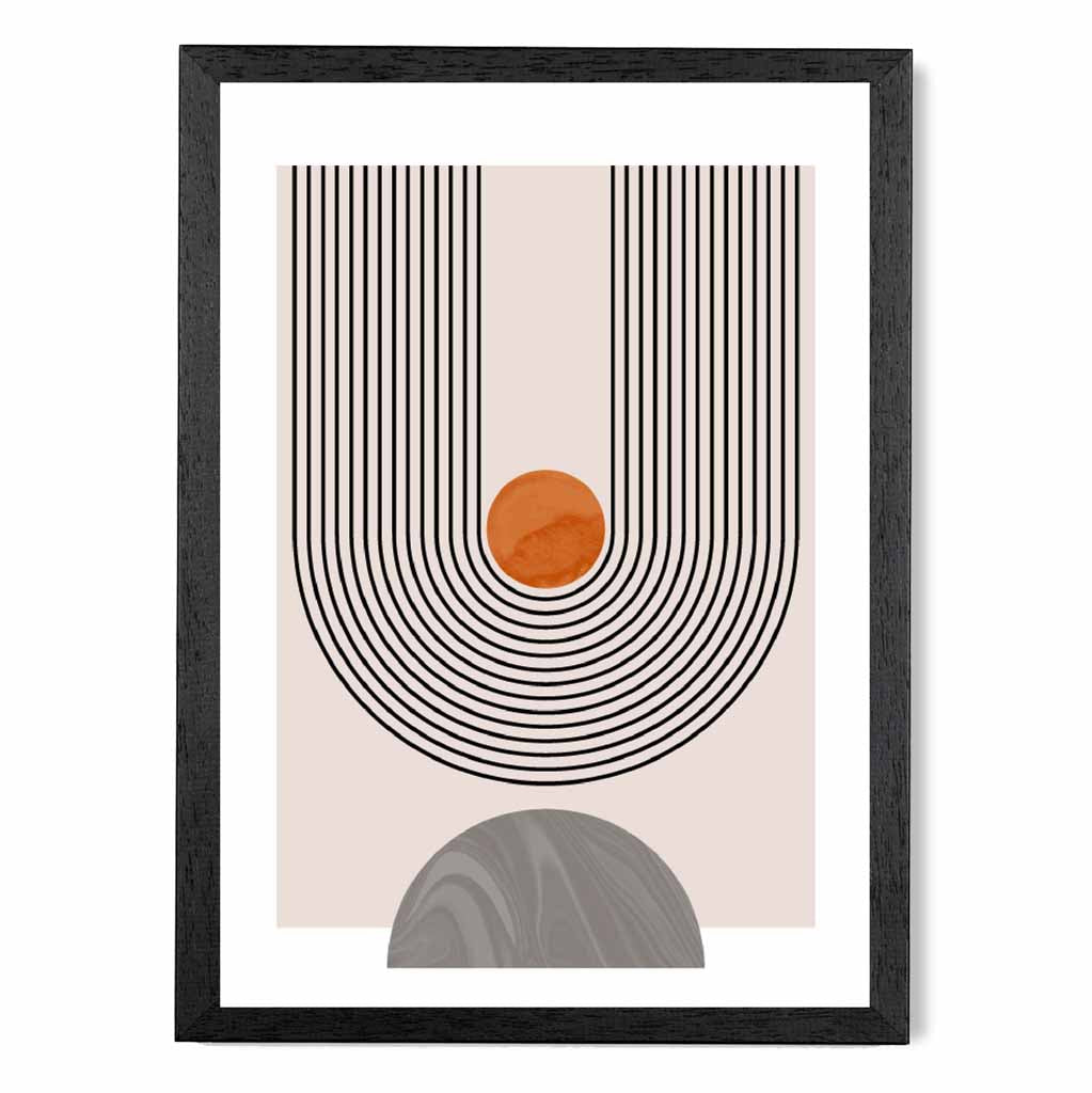Boho Geometric Orange, Grey Arches No 3 Art Print | Wall Art Plaza