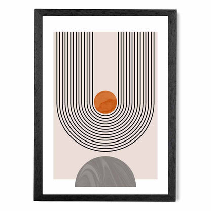 Boho Geometric Orange, Grey Arches No 3 Art Print | Wall Art Plaza
