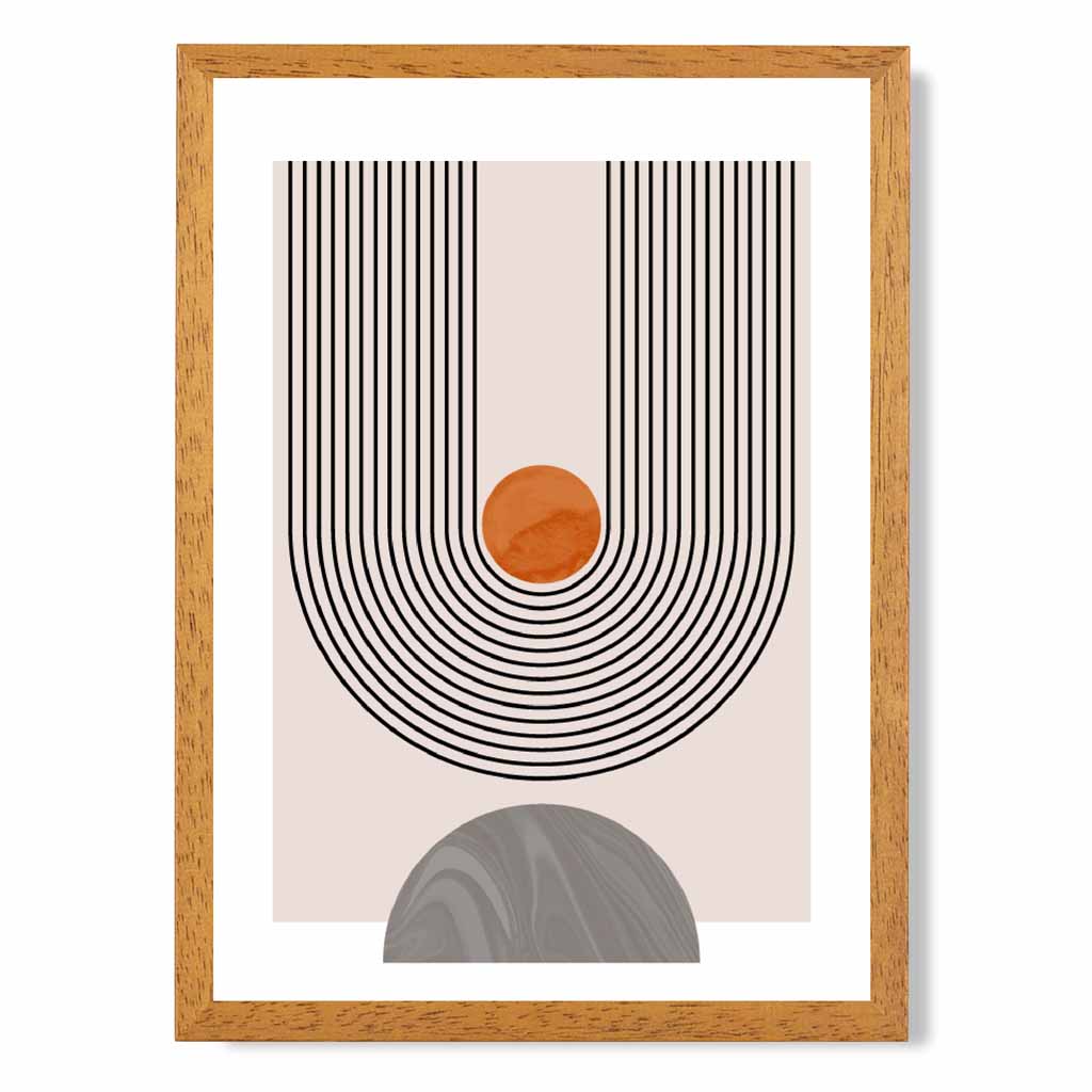 Boho Geometric Orange, Grey Arches No 3 Art Print | Wall Art Plaza