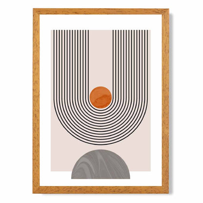 Boho Geometric Orange, Grey Arches No 3 Art Print | Wall Art Plaza