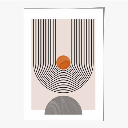 Boho Geometric Orange, Grey Arches No 3 Art Print | Wall Art Plaza
