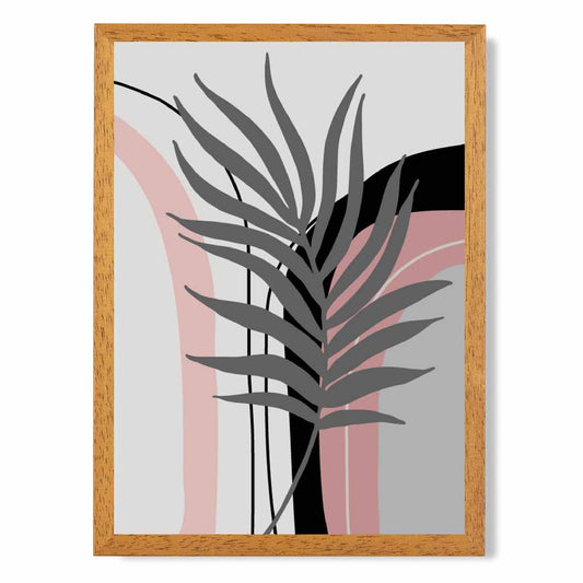 Boho Botanical Grey, Pink Leaf No 2 Art Print | Wall Art Plaza