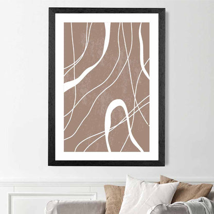 Abstract Brown, White Lines No 3 Art Print | Wall Art Plaza