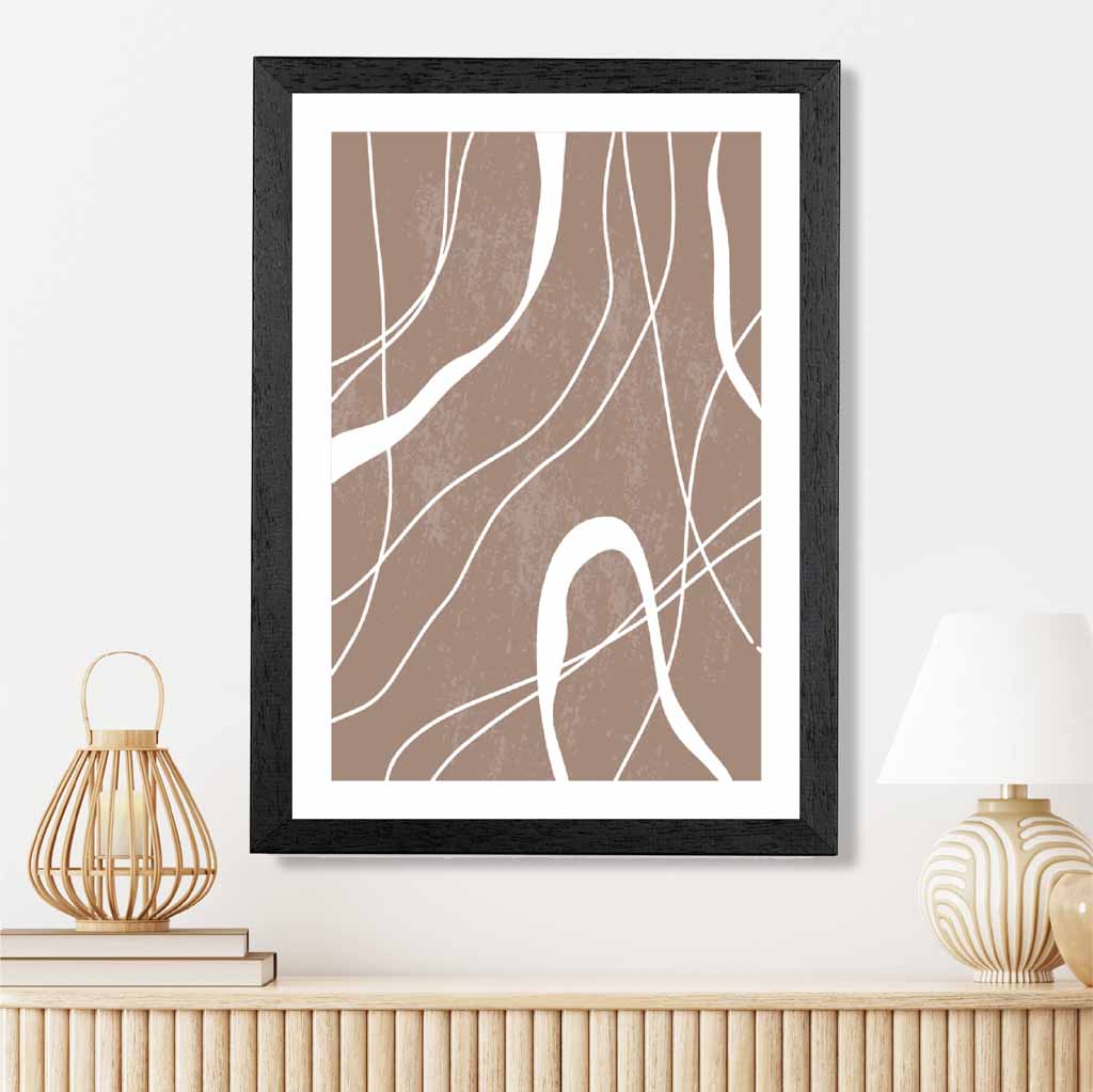 Abstract Brown, White Lines No 3 Art Print | Wall Art Plaza