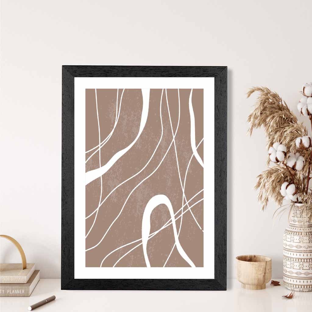 Abstract Brown, White Lines No 3 Art Print | Wall Art Plaza