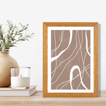 Abstract Brown, White Lines No 3 Art Print | Wall Art Plaza