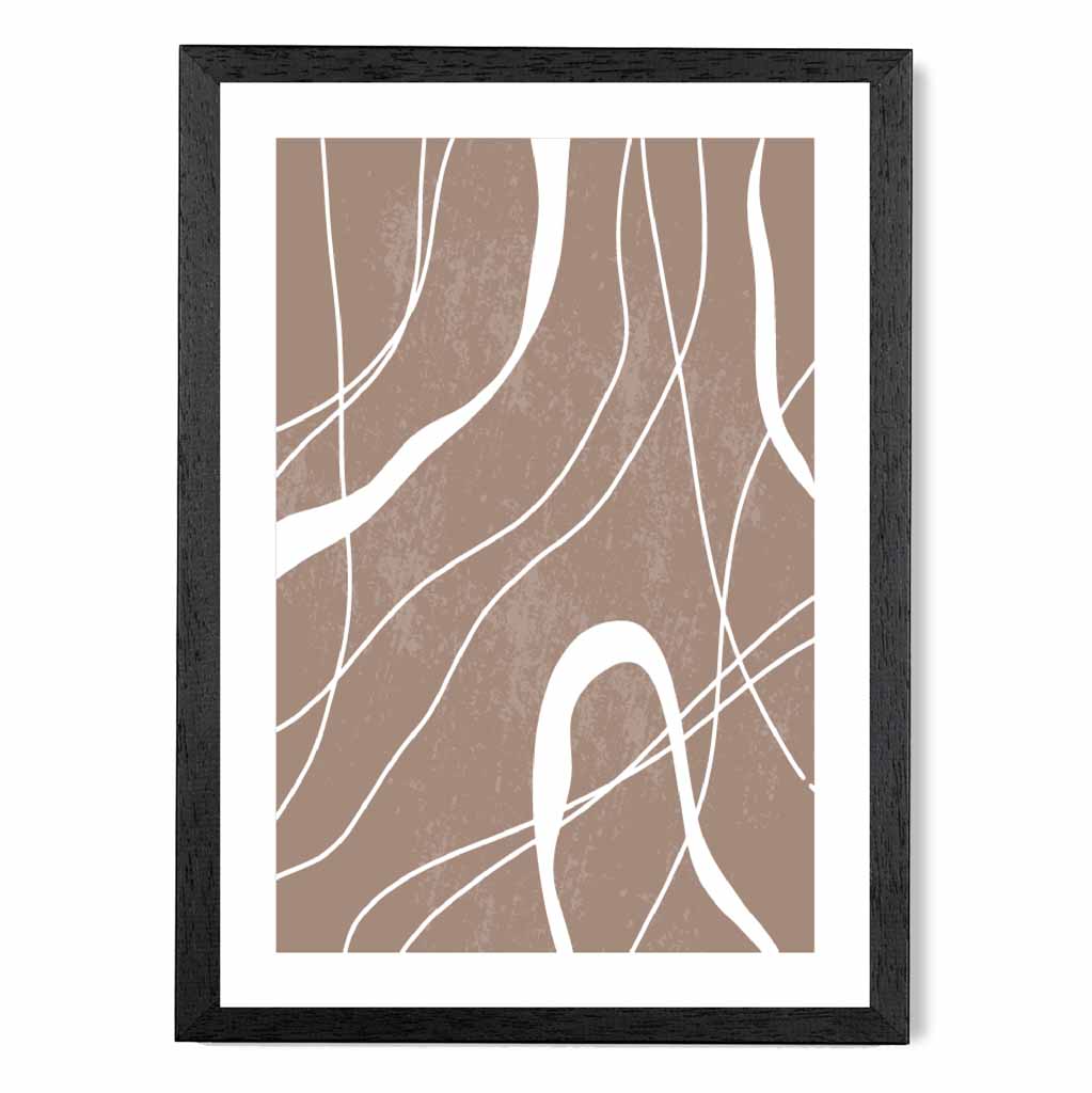 Abstract Brown, White Lines No 3 Art Print | Wall Art Plaza