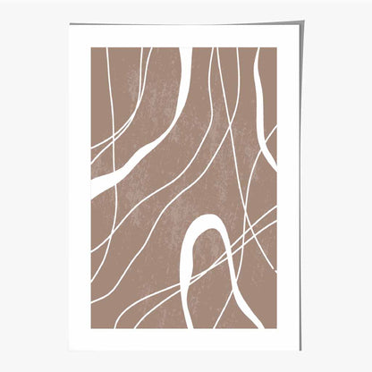 Abstract Brown, White Lines No 3 Art Print | Wall Art Plaza