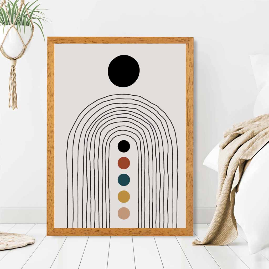 Boho Botanical Beige, Teal Arches  No 2 Art Print | Wall Art Plaza