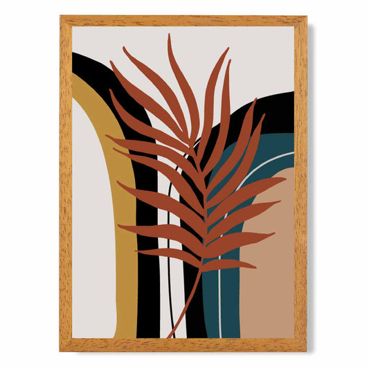 Boho Botanical Terracotta, Teal Leaf No 2 Art Print | Wall Art Plaza