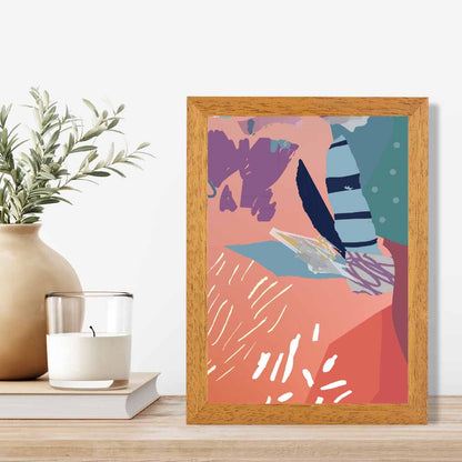 Abstract Modern Pink, Blue Flowers No 1 Art Print | Wall Art Plaza