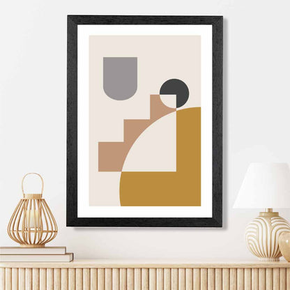 Boho Geometric Yellow, Grey Shapes No 1 Art Print | Wall Art Plaza